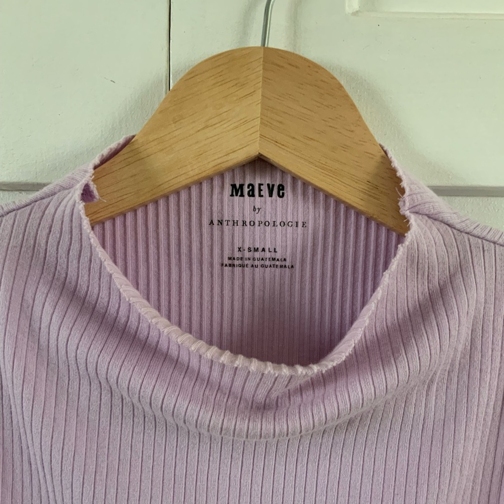 Maeve Lavender Ribbed Mock Neck Tank Top - Picture 3 of 3